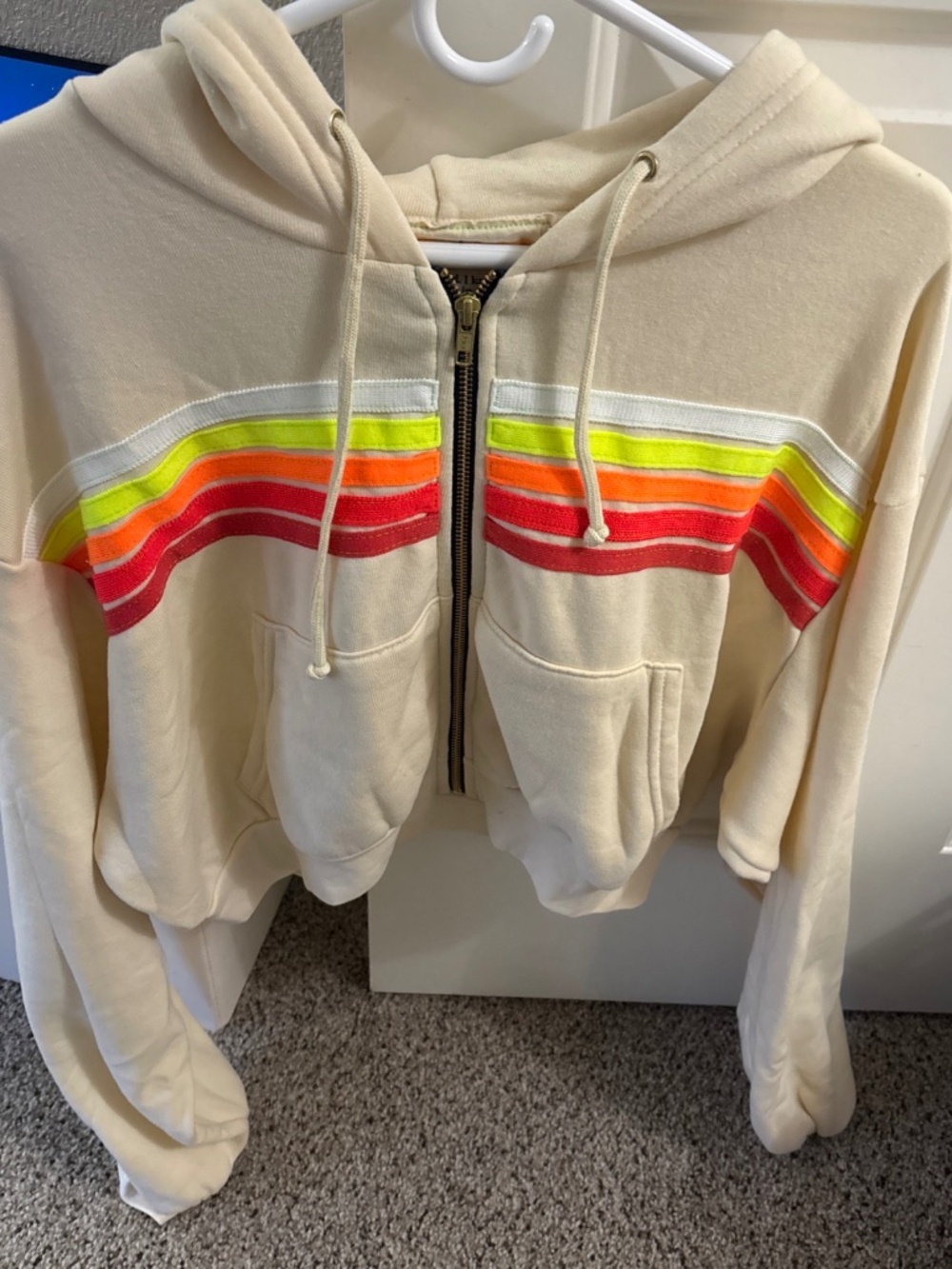 Aviator nation women’s cropped, full zip hoodie brand new size large